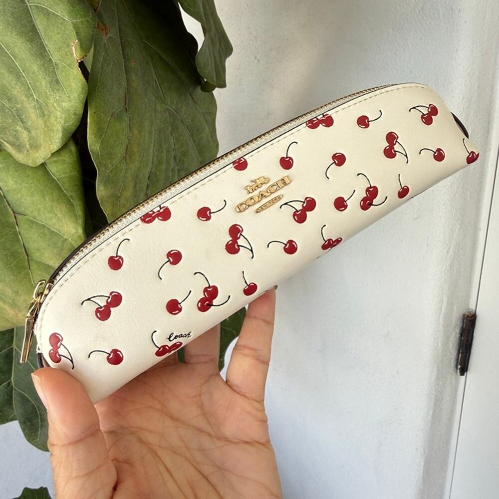 Bundle‼️Coach Sunglass Case Cherry Print CFA49 & Pencil Case CFA45 - Picture 2 of 9